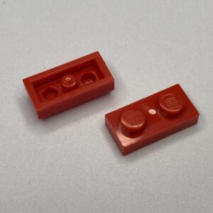 COBI: Plate 1 x 2 (with Solid Pin) - red (czerwony)