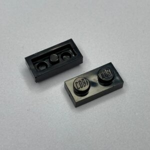 COBI: Plate 1 x 2 (with Solid Pin) - black (czarny)