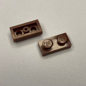 COBI: Plate 1 x 2 (with Mold Pip Side, Hollow Pin) - dark brown (ciemny braz)