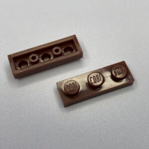 COBI: Plate 1 x 3 (with Mold Pip Side, Hollow Pins) - dark brown (ciemny braz)