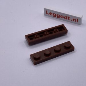 COBI: Plate 1 x 4 (with Mold Pip Side, Hollow Pins) - dark brown (ciemny braz)