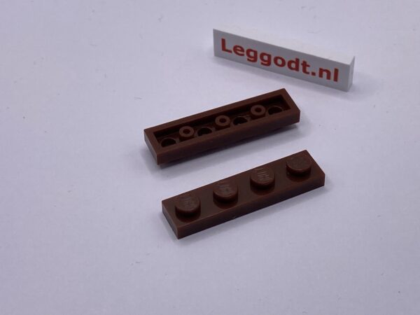 COBI: Plate 1 x 4 (with Mold Pip Side, Hollow Pins) - dark brown (ciemny braz)