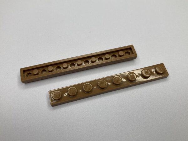 COBI: Plate 1 x 8 (with Solid Pins) - light brown