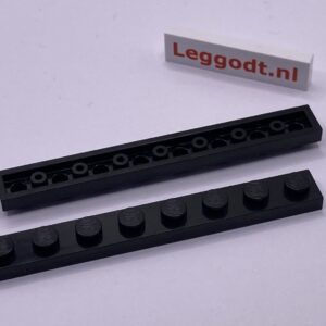 COBI: Plate 1 x 8 (with Mold Pip Side, Hollow Pins) - black (czarny)