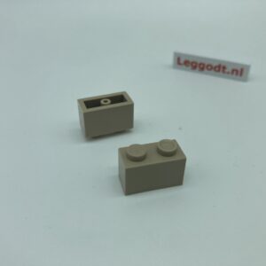 COBI: Brick 1 x 2 (with Mold Pip Pivot, Hollow Pin) - beige (bezowy)