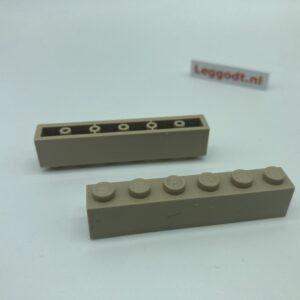 COBI: Brick 1 x 6 (with Mold Pip Pivot, Hollow Pins) - beige (bezowy)