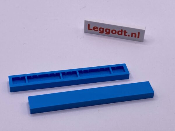 COBI: Tile 1 x 7 without Groove (without Pins) - medium blue