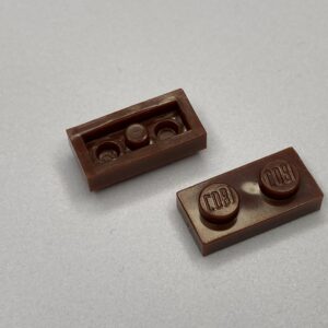 COBI: Plate 1 x 2 (with Mold Pip Side, Solid Pin) - dark brown (ciemny braz)