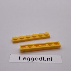 COBI: Plate 1 x 6 (with Mold Pip Side, Solid Pins) - bright yellow (jasnoz&oacute;lty)