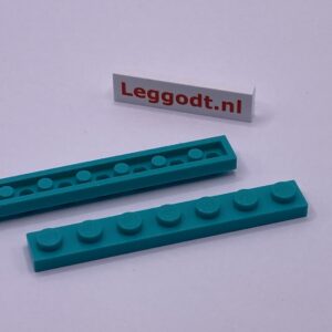 COBI: Plate 1 x 7 (with Mold Pip Side, Solid Pins) - turquoise (turkus)