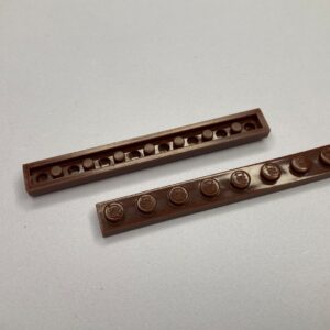 COBI: Plate 1 x 8 (with Mold Pip Side, Solid Pins) - dark brown (ciemny braz)