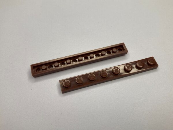 COBI: Plate 1 x 8 (with Mold Pip Side, Solid Pins) - dark brown (ciemny braz)