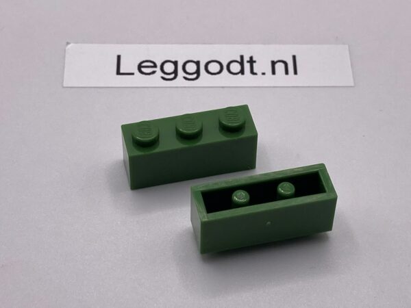 COBI: Brick 1 x 3 (with Mold Pip Side, Solid Pins) - olive (oliwka/oliwkowy)