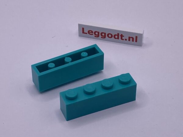 COBI: Brick 1 x 4 (with Mold Pip Side, Solid Pins) - turquoise (turkus)