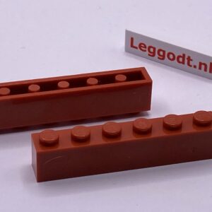 COBI: Brick 1 x 6 (with Solid Pins, Mold Pip Side) - dark orange (ciemnopomaranczowy)