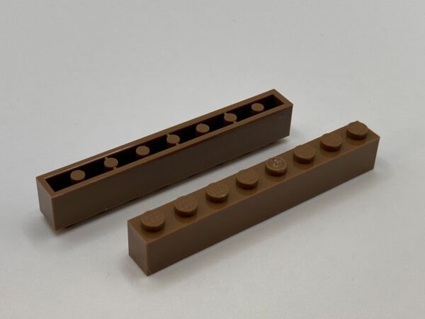 COBI: Brick 1 x 8 (with Mold Pip Pivot, Solid Pins) - brown (brazowy)