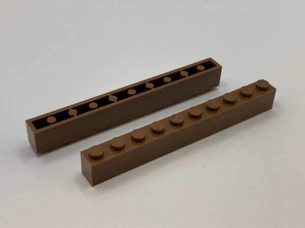 COBI: Brick 1 x 10 (with Mold Pip Pivot, Solid Pins) - brown (brazowy)