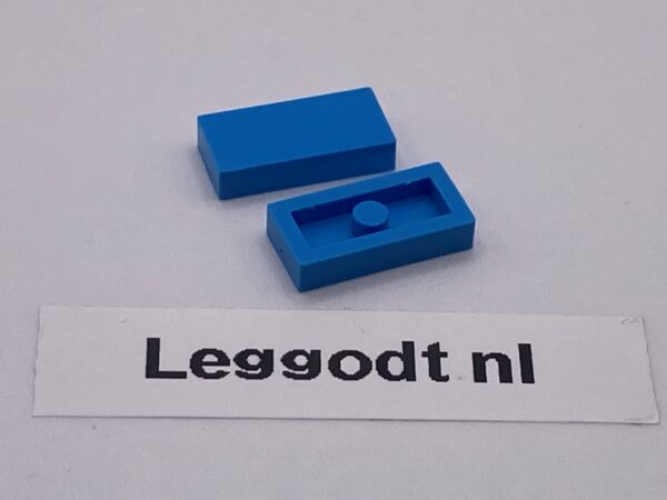 COBI: Tile 1 x 2 without Groove (with Solid Pin) - medium blue