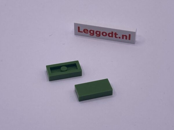 COBI: Tile 1 x 2 without Groove (with Solid Pin) - olive (oliwka/oliwkowy)