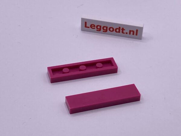 COBI: Tile 1 x 4 without Groove (with Solid Pins) - dark pink