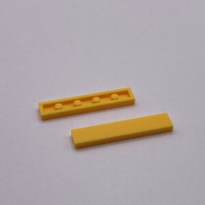 COBI: Tile 1 x 5 without Groove (with Solid Pins) - bright yellow (jasnozólty)