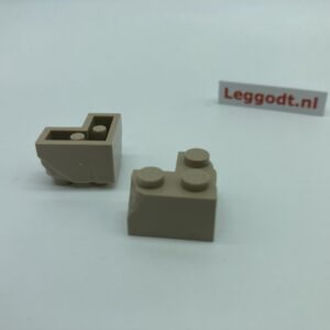 COBI: Brick, Modified 2 x 2 Corner with Damage Pattern - beige (bezowy)