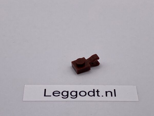 COBI: Plate Modified 1 x 1 with Clip Vertical on the Side - dark brown (ciemny braz)