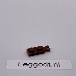 COBI: Plate Modified 1 x 2 with Clip Horizontal on Short Side - dark brown (ciemny braz)