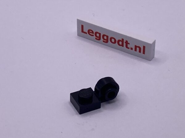 COBI: Plate Modified 1 x 1 with Vertical Plate Round with Pivot on Both Sides - black (czarny)