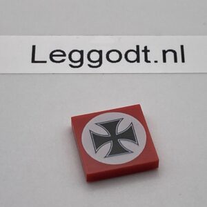 COBI: Pad printed Tile 2 x 2 Black Cross in White Circle - red (czerwony)