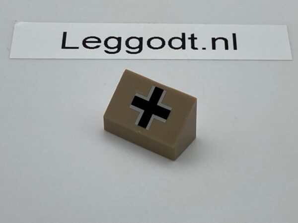 COBI: Pad printed Slope Plane 3P 2 x 1 Black Cross in White Lining - beige (bezowy)