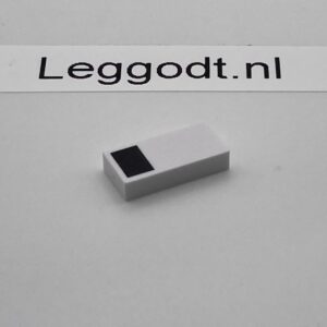 COBI: Pad printed Tile 1 x 2 with Black Square - white (bialy)
