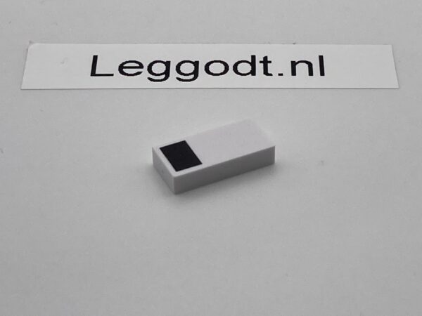 COBI: Pad printed Tile 1 x 2 with Black Square - white (bialy)