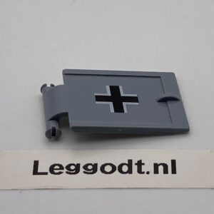 COBI: Vehicle, Door 3 x 2 with Black Cross in White Lining (Pad printed) - new grey (nowy szary)