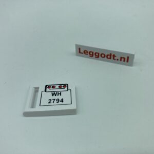 COBI: Tile, Modified 2 x 2 with Handlebar on Side with Black "WH 2794" (Pad printed) - white (bialy)