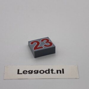 COBI: Pad printed Slope Plane 2P 2 x 2 x 2/3 with Red "23" - new grey (nowy szary)