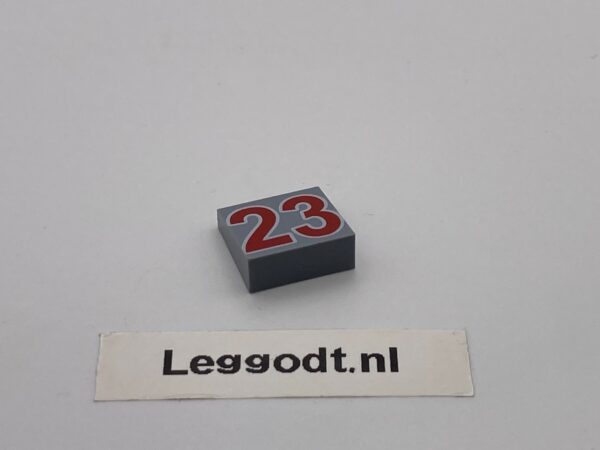 COBI: Pad printed Slope Plane 2P 2 x 2 x 2/3 with Red "23" - new grey (nowy szary)