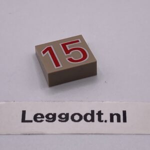 COBI: Pad printed Slope Plane 3P 2 x 2 with Red "15" - beige (bezowy)