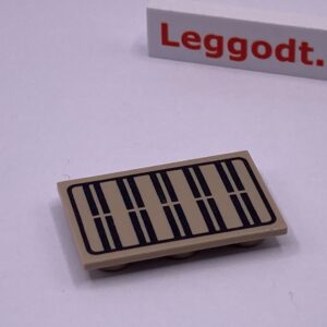 COBI: Pad printed Plate Thin 2 x 3 with Black Stripes Pattern - beige (bezowy)