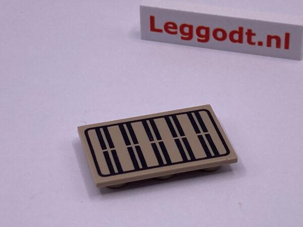 COBI: Pad printed Plate Thin 2 x 3 with Black Stripes Pattern - beige (bezowy)