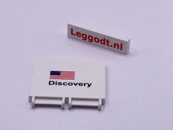 COBI: Pad printed Hinge 3 x 4 with USA Flag and "Discovery" - white (bialy)