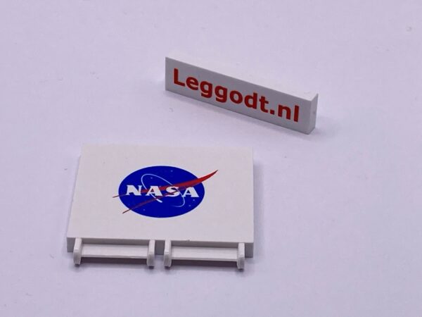 COBI: Pad printed Hinge 3 x 4 with NASA - white (bialy)