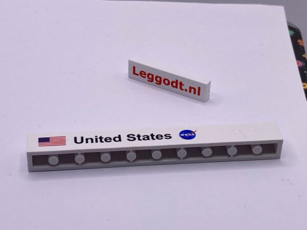 COBI: Pad printed Brick 1 x 10 with USA Flag, "United States" and NASA - white (bialy)