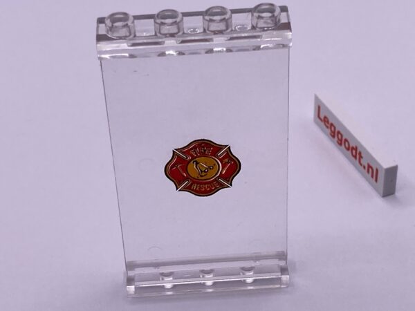 COBI: Pad printed Panel 1 x 4 x 6 with "FIRE RESCUE" emblem - colorless (bezbarwny)