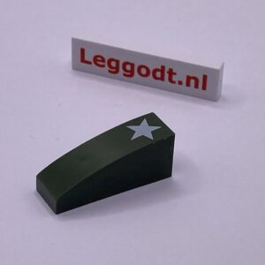 COBI: Pad printed Slope Curved 1 x 3 with White Star (Right) - dark green military (ciemnozielony wojskowy/militarny)