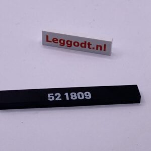 COBI: Pad printed Tile 1 x 7 with White "52 1809" - black (czarny)