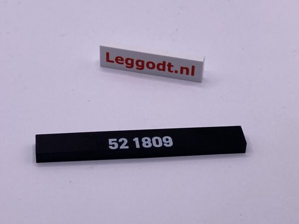 COBI: Pad printed Tile 1 x 7 with White "52 1809" - black (czarny)