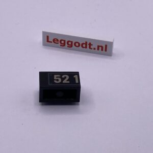 COBI: Pad printed Brick 1 x 2 with "52 1" - black (czarny)
