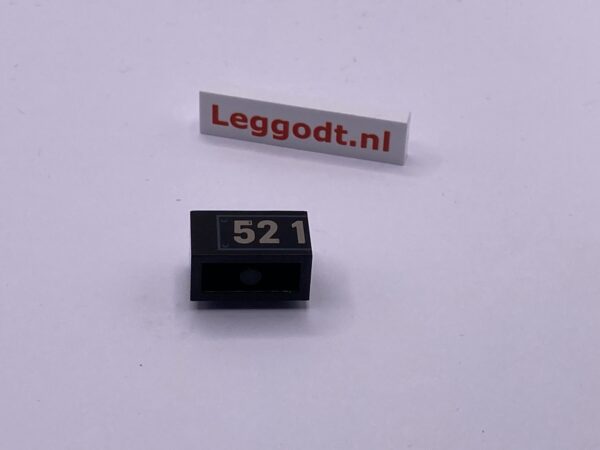 COBI: Pad printed Brick 1 x 2 with "52 1" - black (czarny)