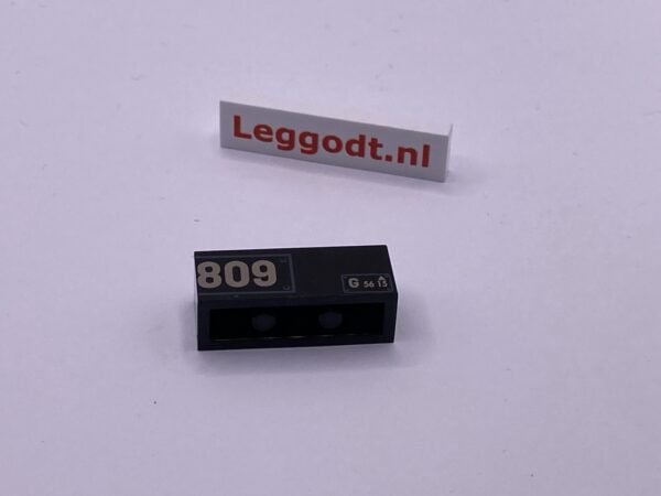 COBI: Pad printed Brick 1 x 3 with "809" - black (czarny)